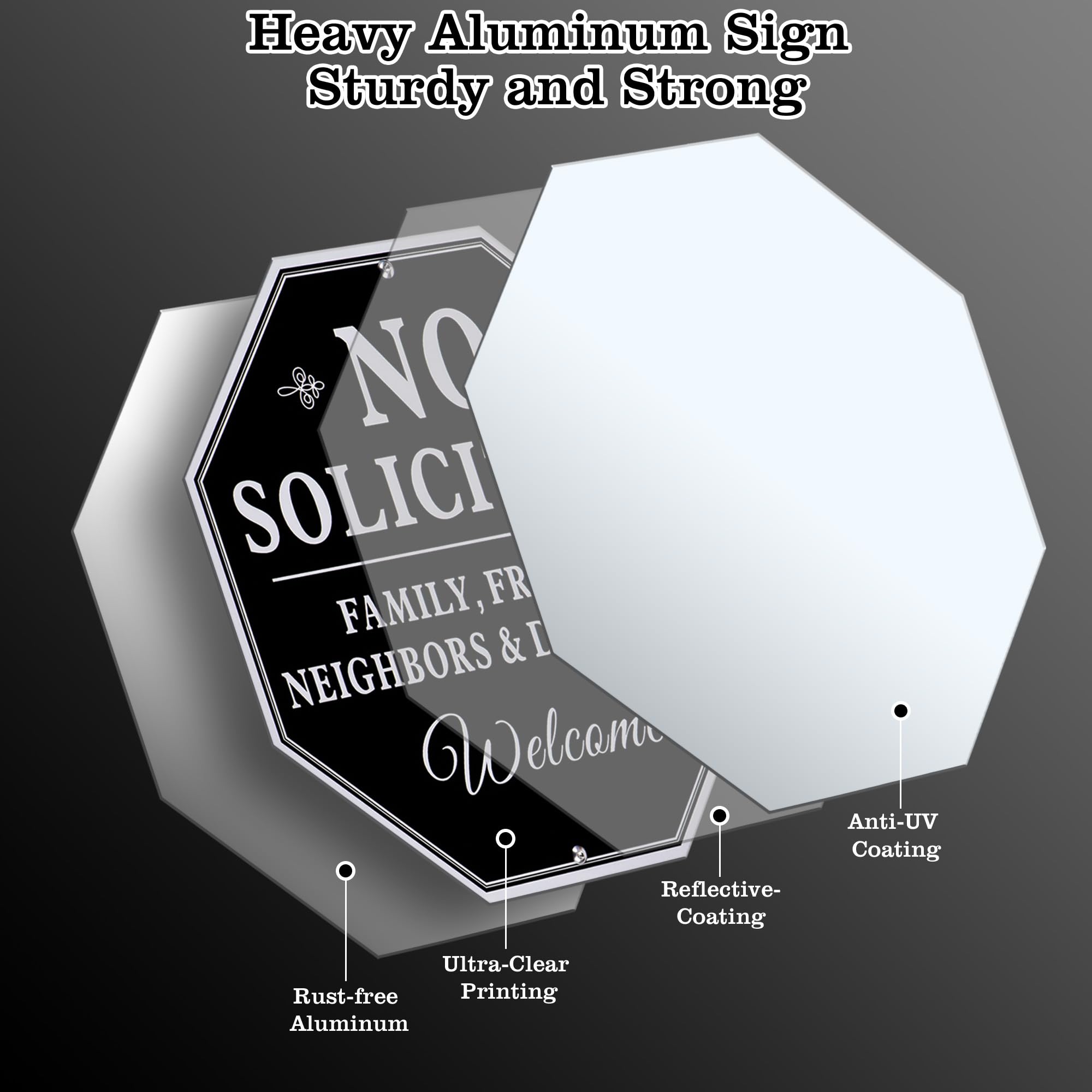 Lenzwan No Soliciting yard sign mounted in front yard for clear visibility.