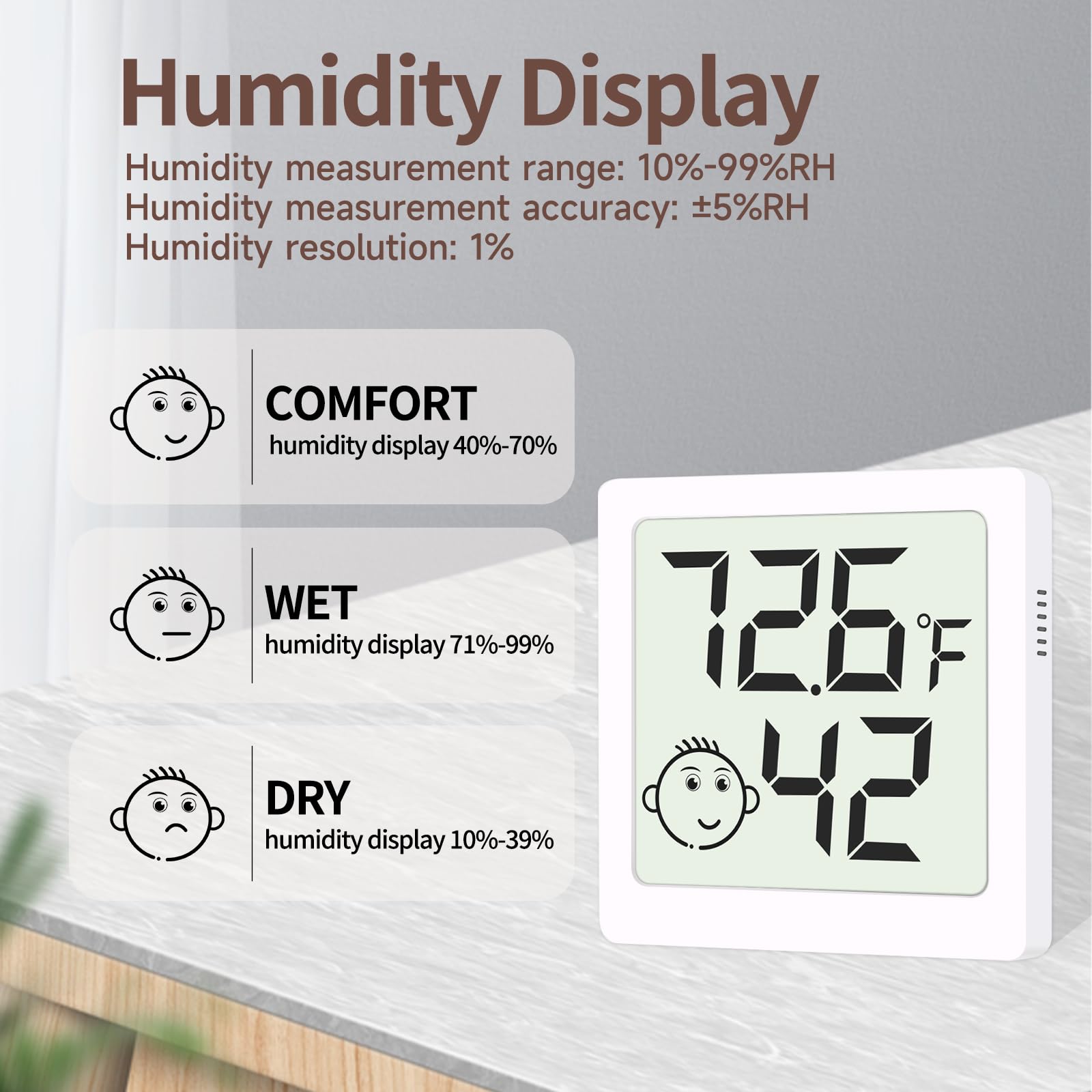 LEOALF mini humidity meter 6-pack adhesive back mount for versatile placement