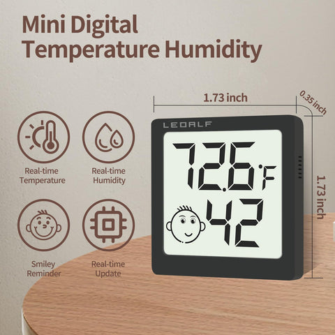 LEOALF mini humidity meter digital display enables quick, clear readings in any room
