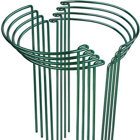LEOBRO plant support cages in glossy green help tomato vines stay upright.