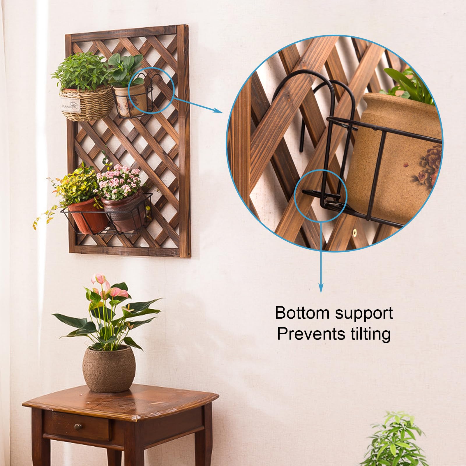Leoenir balcony planter hung on a fence for decorative flowers