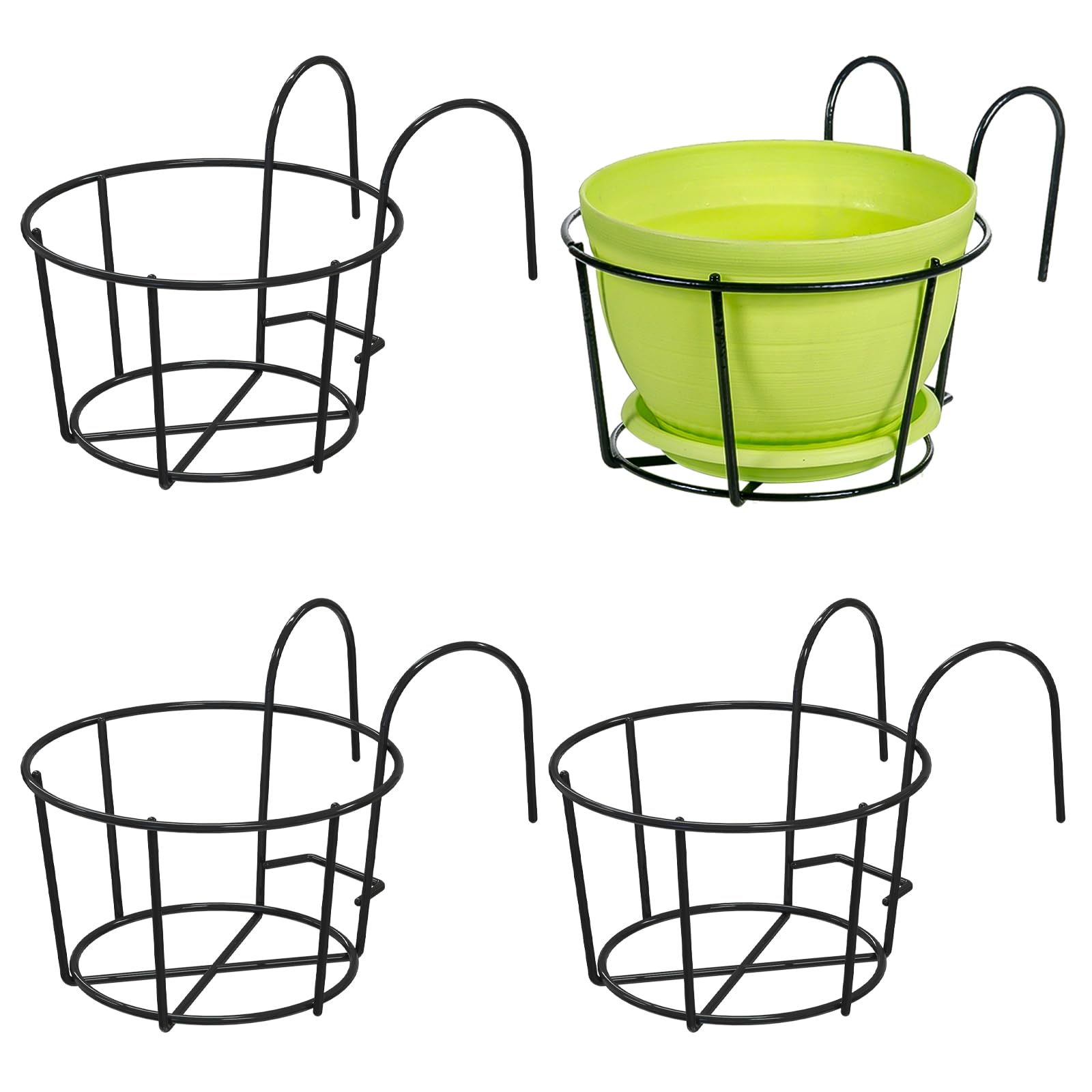 Leoenir round hanging railing planter with 6.2-inch diameter, ideal for balcony flowers