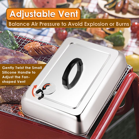 Leonyo adjustable vent lid releases steam safely during cooking.