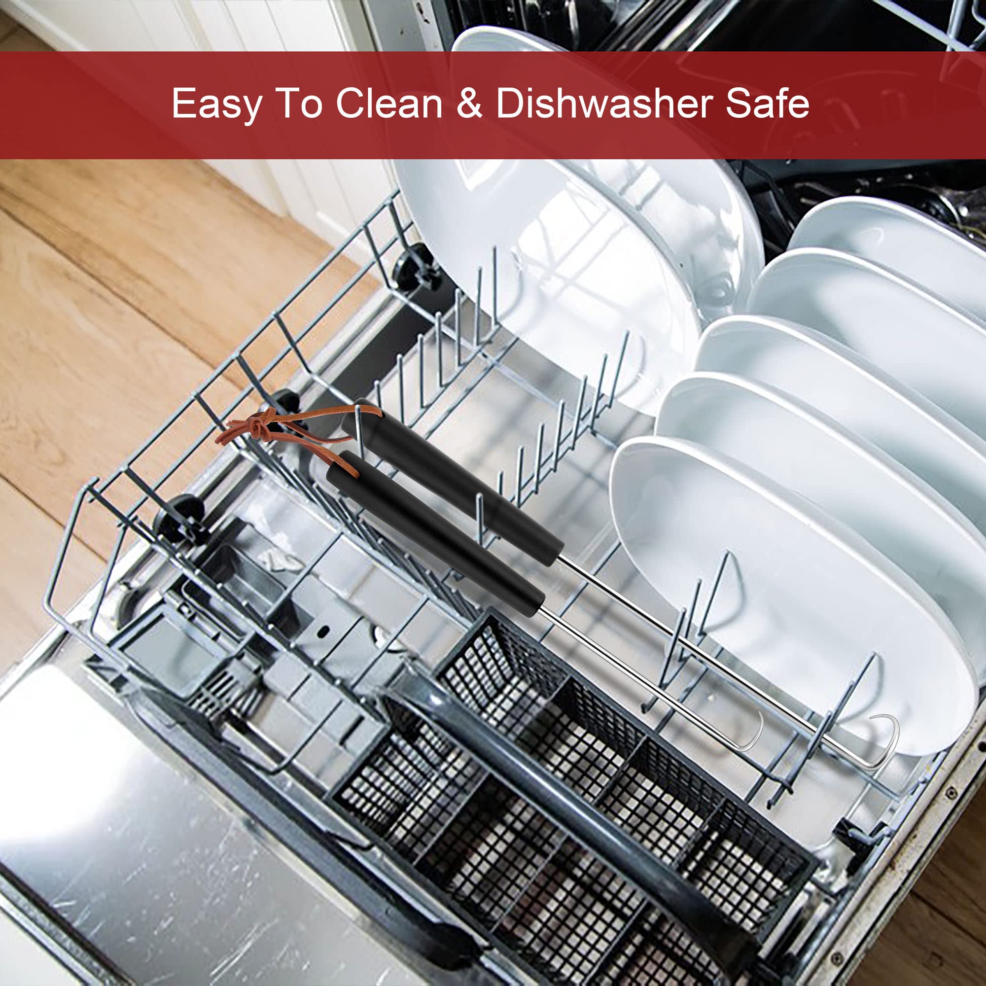 Leonyo easy-clean design with hanging storage for grill tools.