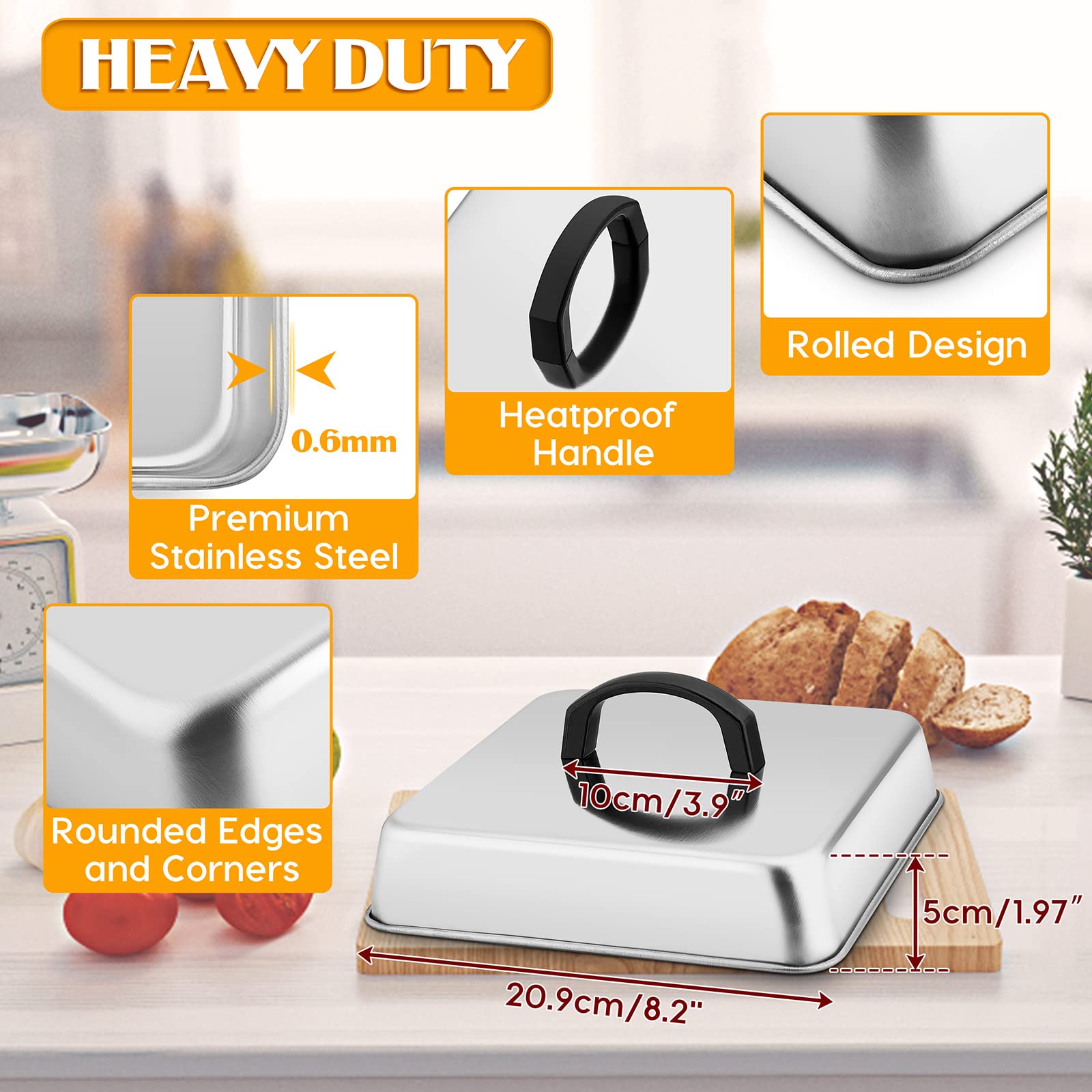 Leonyo heavy-duty square steaming dome preserves heat for faster cooking