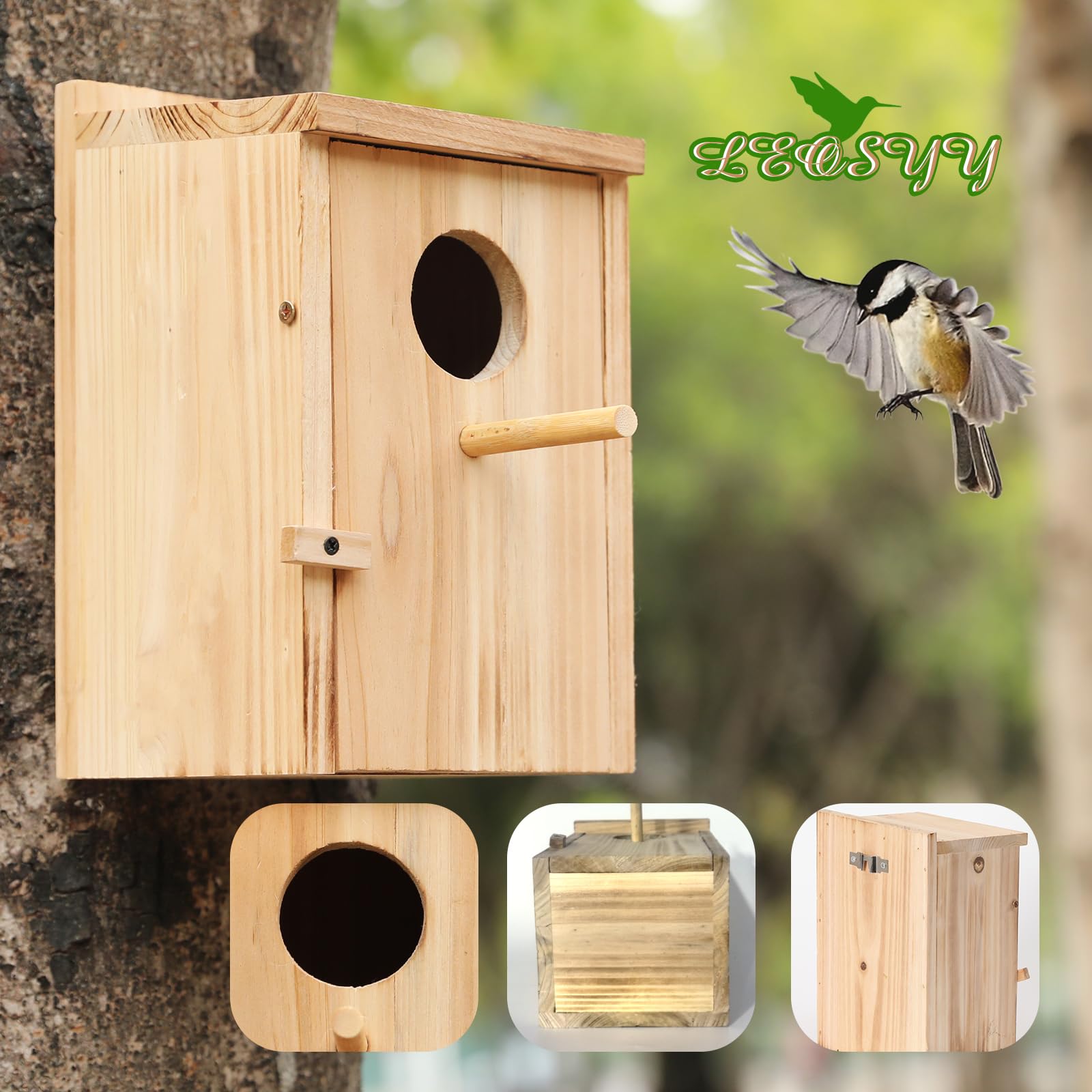 LEOSYY wren birdhouse with predrilled hole supports simple installation