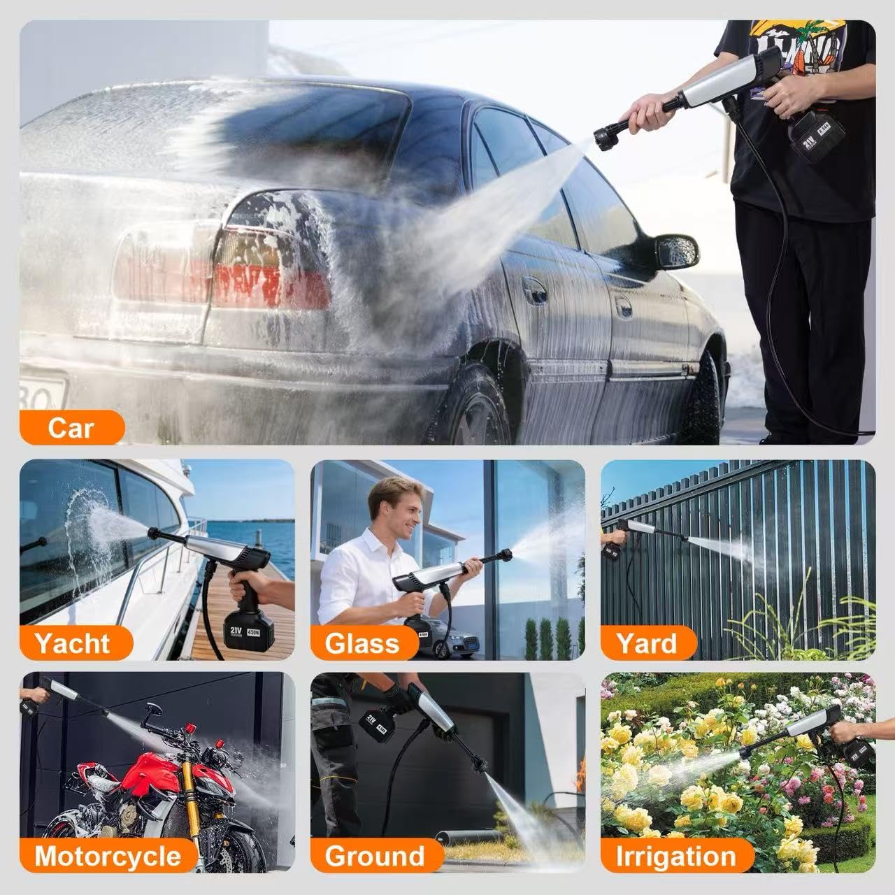 LEOTER 6-in-1 spray nozzle enables quick pattern changes for versatile tasks.