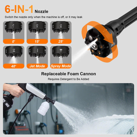 LEOTER foam cannon and extension wand for flexible cleaning applications.