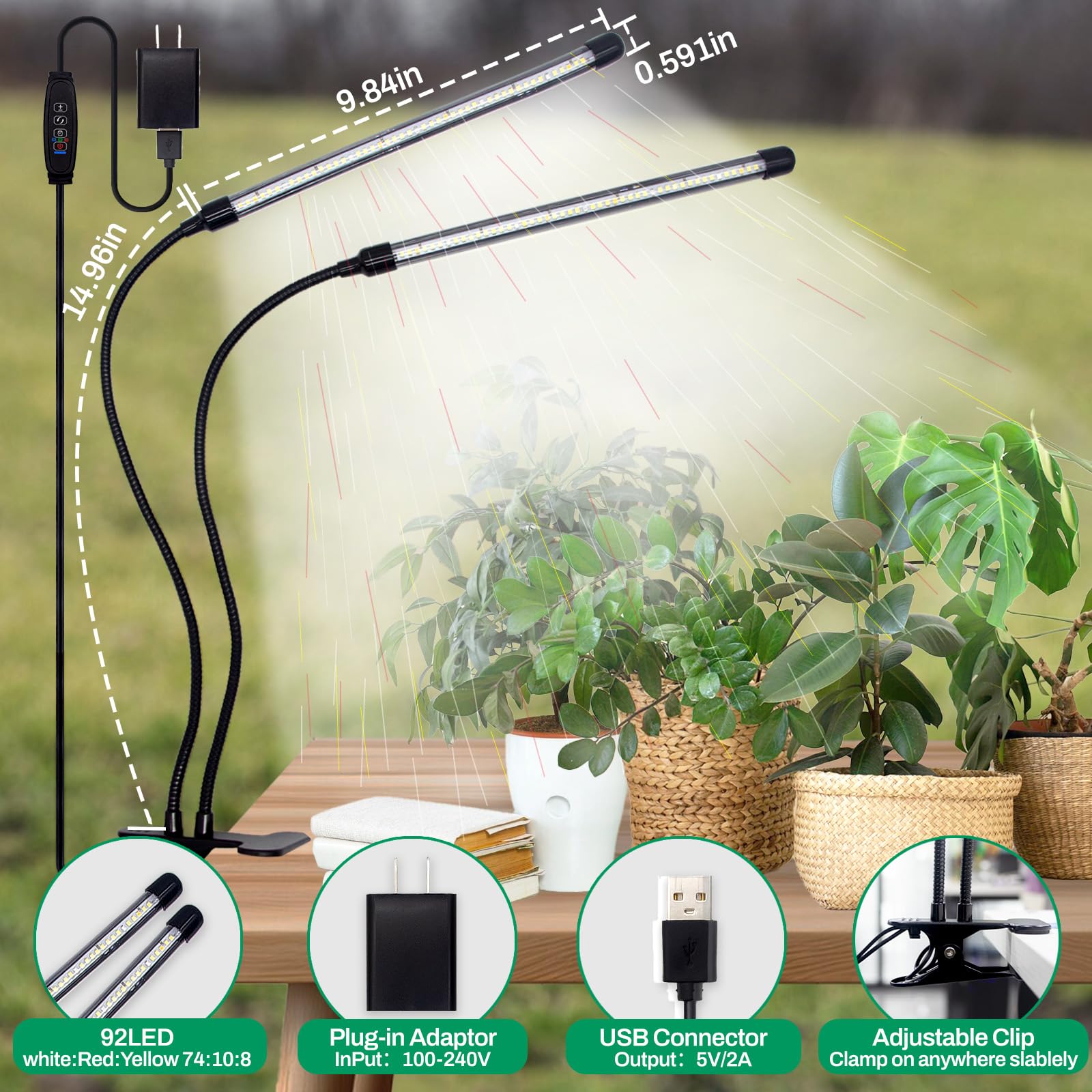 LEOTER full-spectrum LED clip light for seedlings and greens