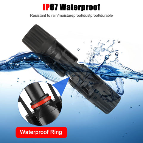 LEPITERY 1000V DC, 30A rated MC4 connector in action.