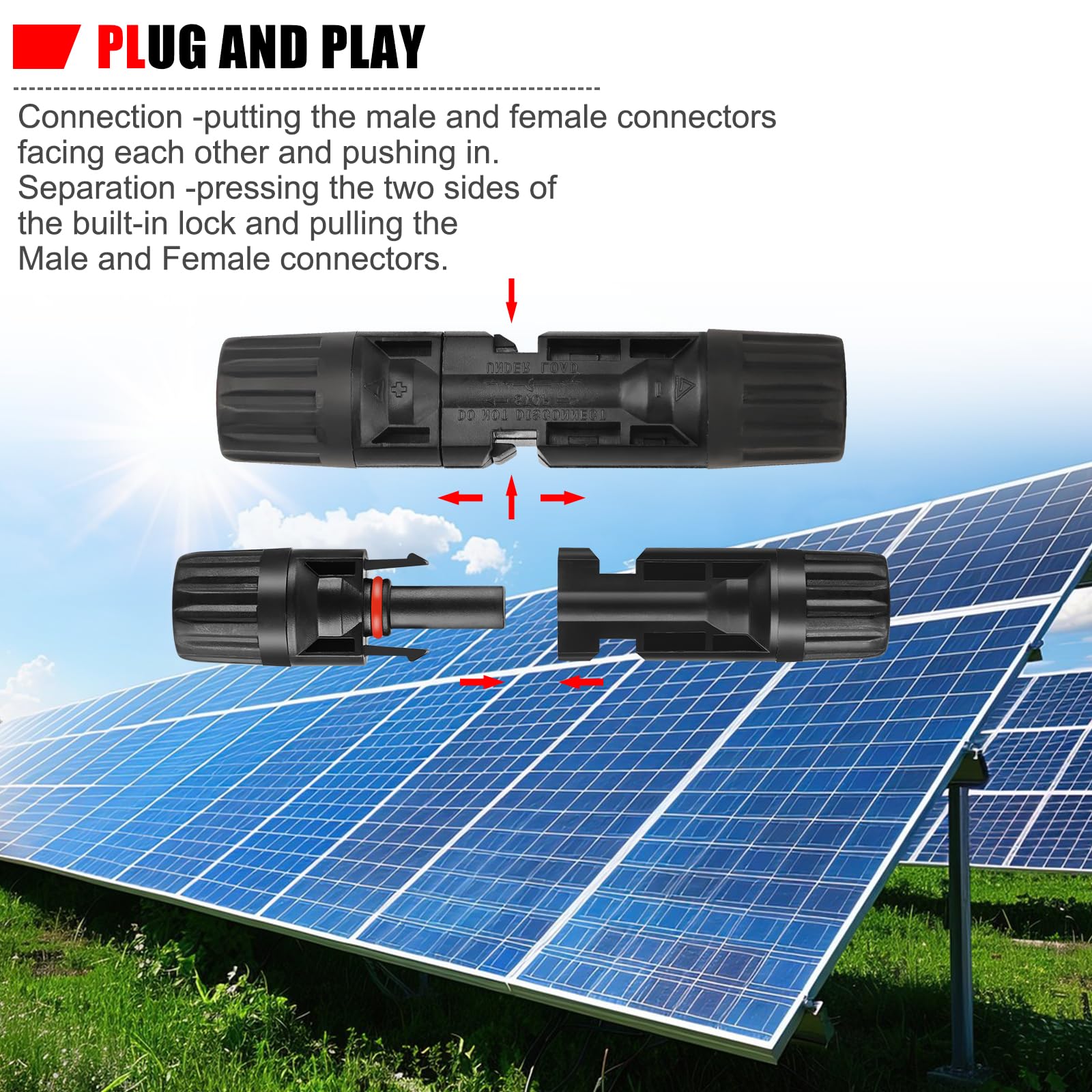 LEPITERY compatibility with AWG14-10 PV cables for easy pairing.