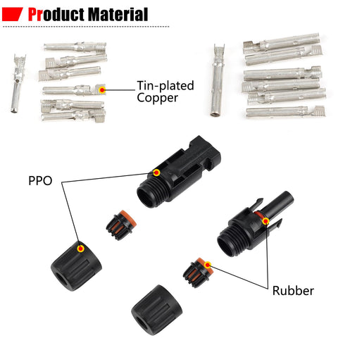 LEPITERY IP67 waterproof MC4 connectors protect outdoor wiring.