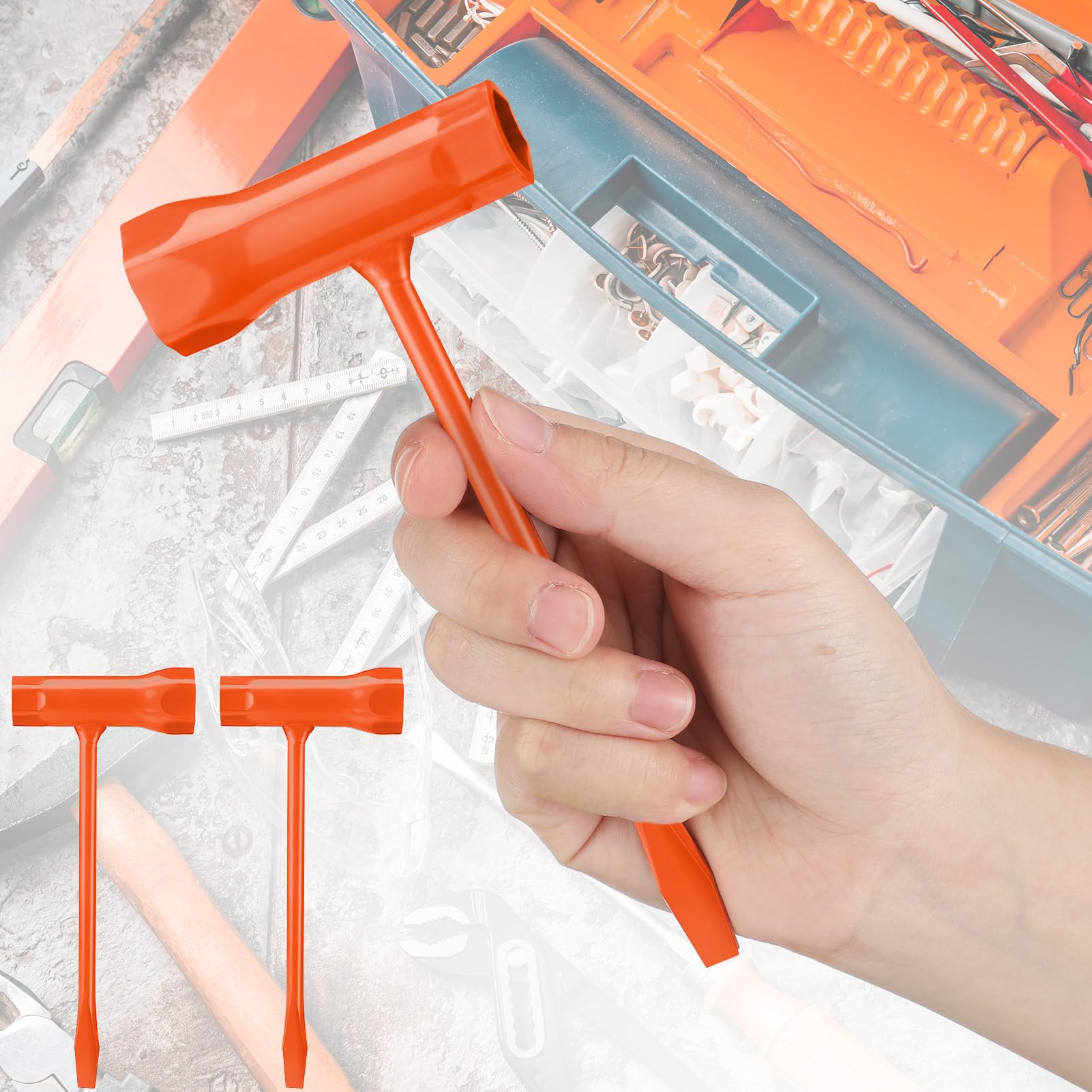 Leriton orange-coated wrenches stay visible for easy retrieval during work.