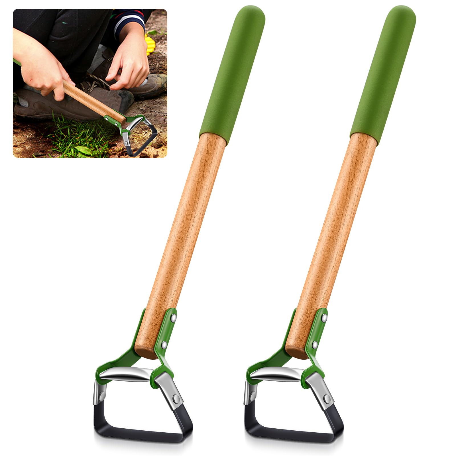 Leriton two-pcs mini garden hoes front view, ideal for precise weeding.