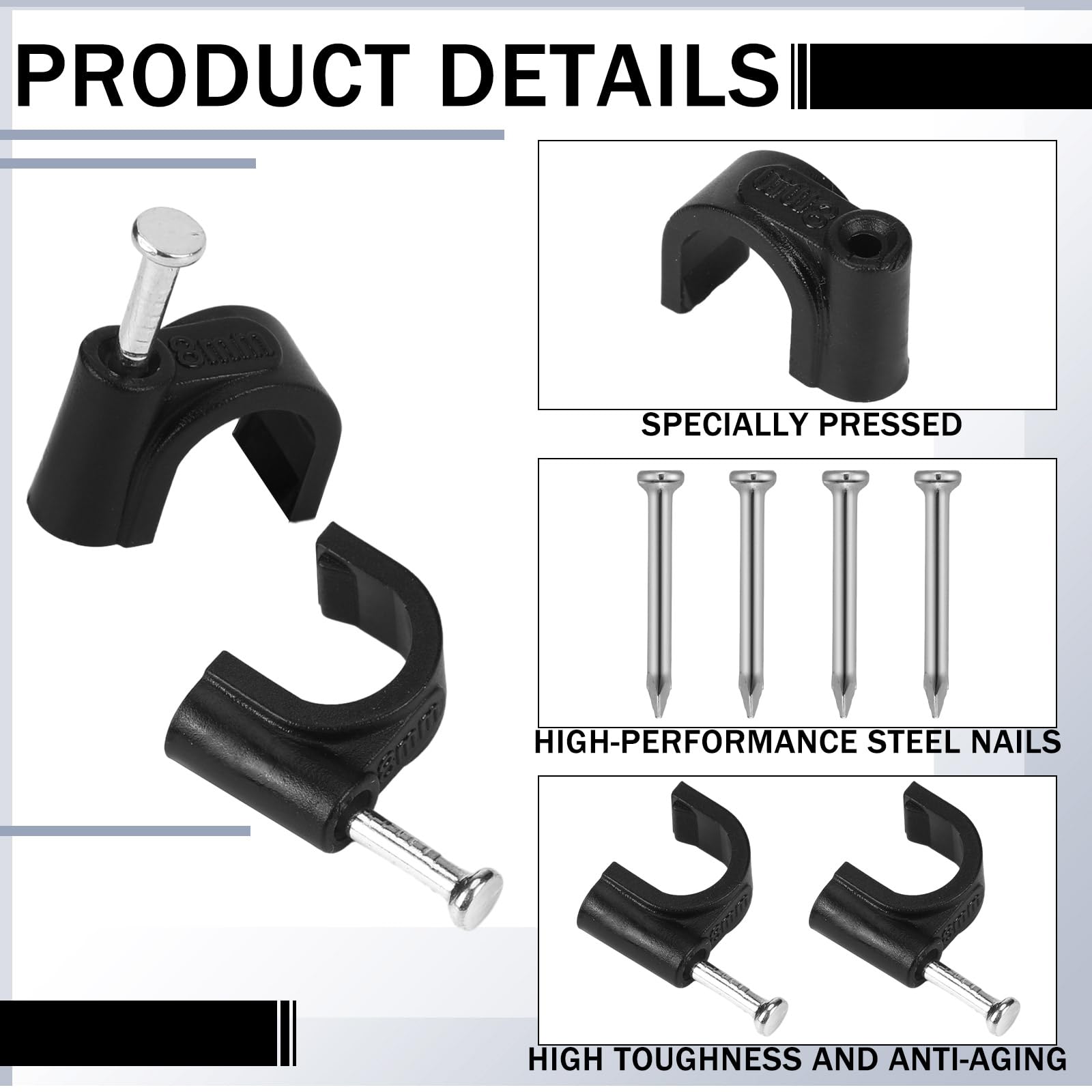 UV-resistant Leriton clip suitable for outdoor use.