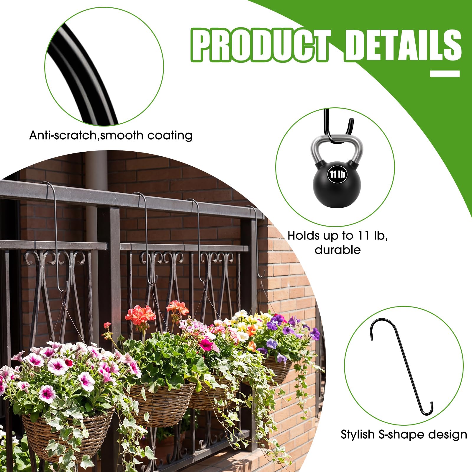 Leriton vinyl coated rustproof hook preserves tree bark and prevents squeaks
