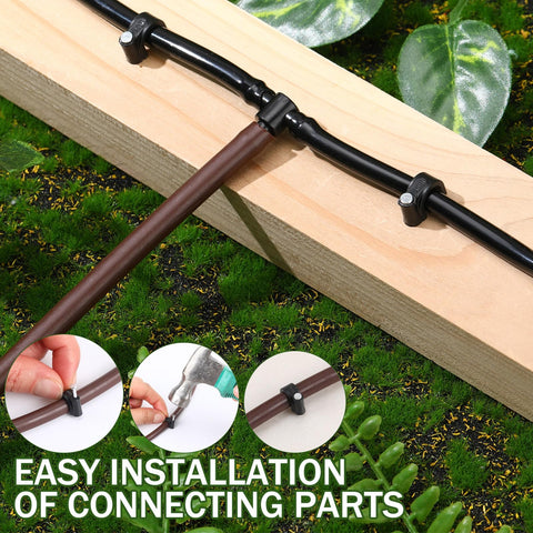 Leriton clip attached on wall, deck, or planter setup.