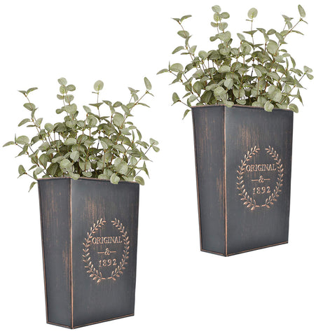 LESEN rustic metal wall planters front view for stylish indoor display.