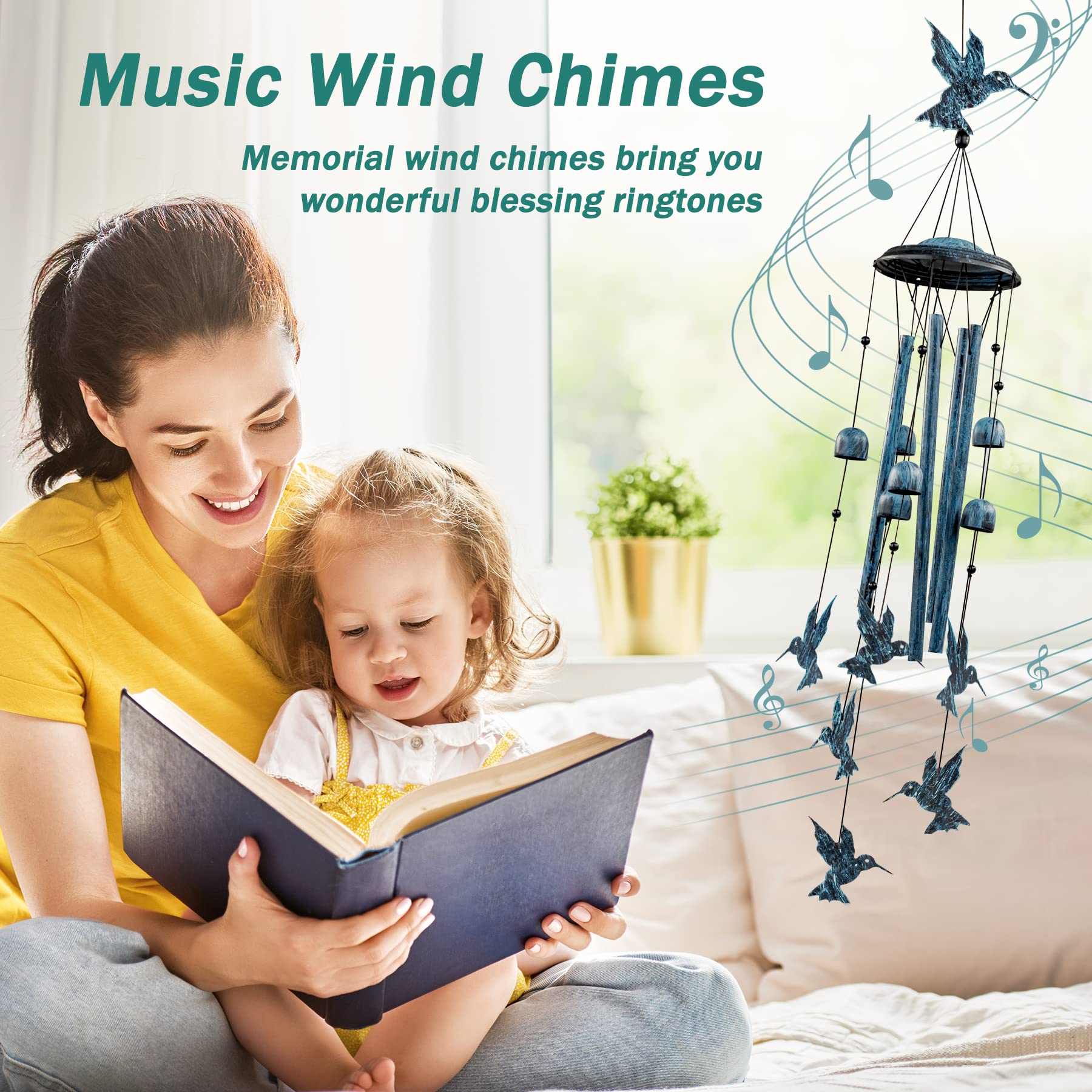 LESES hummingbird wind chime hanging outdoors adds peaceful garden decor