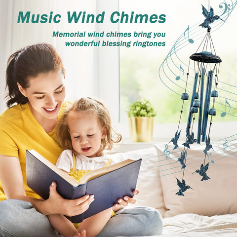 LESES hummingbird wind chime hanging outdoors adds peaceful garden decor