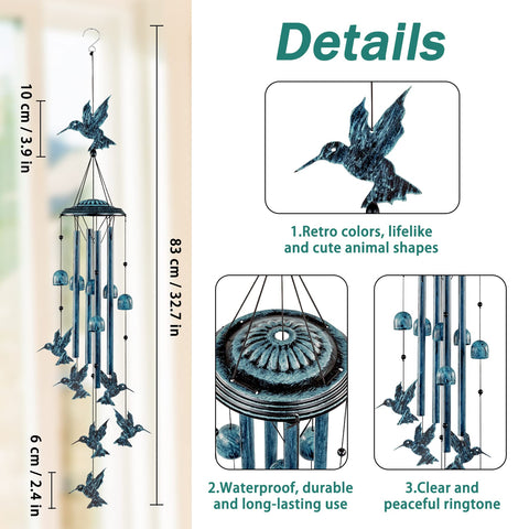 LESES vintage copper green lacquer wind chime elevates porch decoration