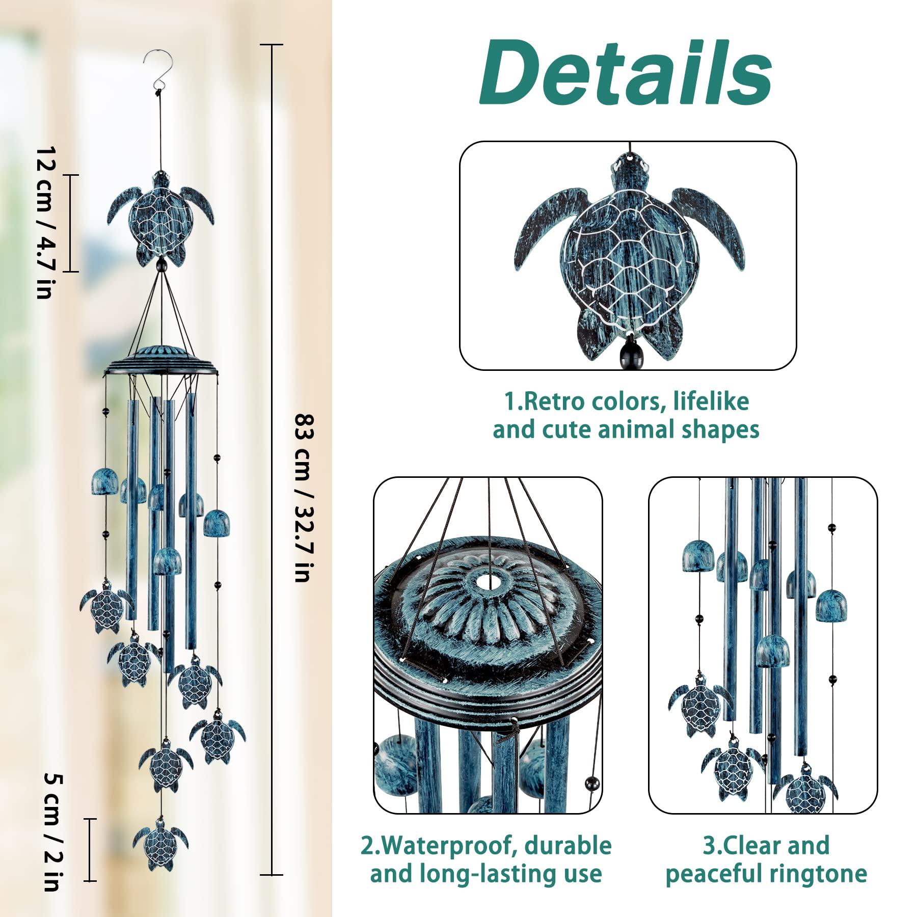 LESES outdoor wind chimes in a garden display for a peaceful patio.