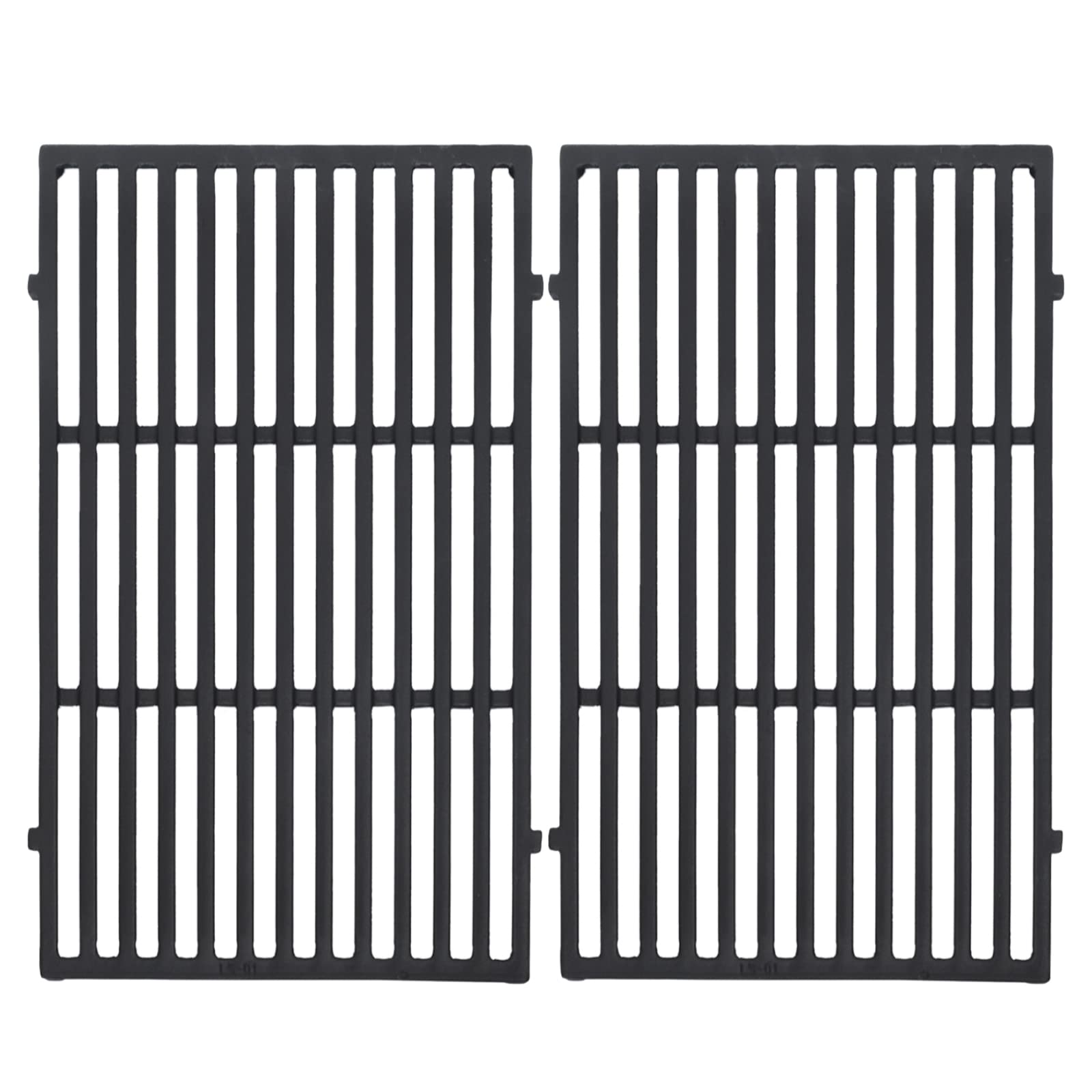 Leship 19.5-inch cast iron grate front view for Weber Genesis 300 Series, durable heat retention.