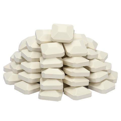 Leship ceramic briquettes 50-pack cover the grill surface for even heat.