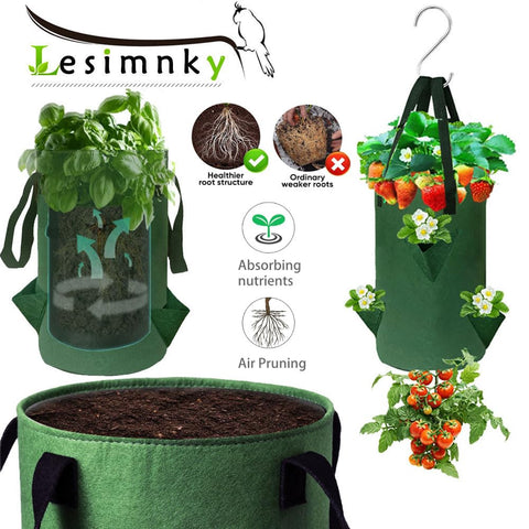 Lesimnky dark-green planter bags enhance curb appeal and outdoor storage.