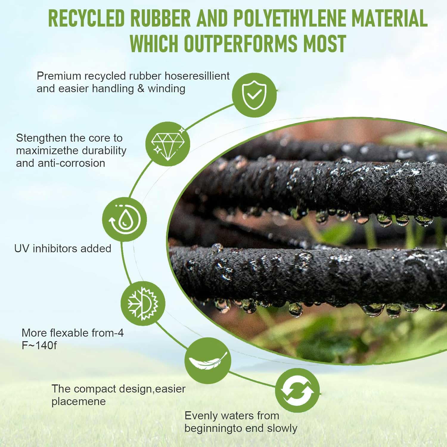 Lesimnky perforated hose provides water through pores to plants