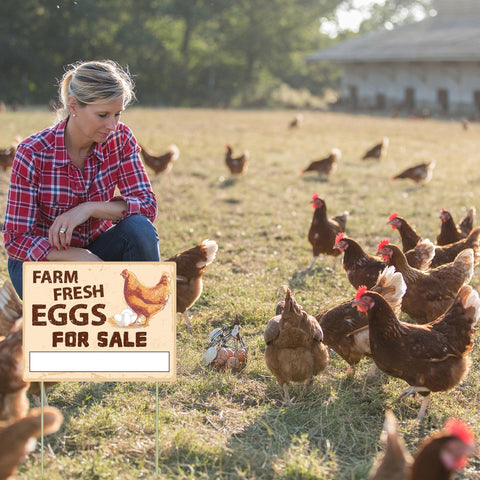 Lesnala eggs sign with stakes enables quick, secure in-ground installation