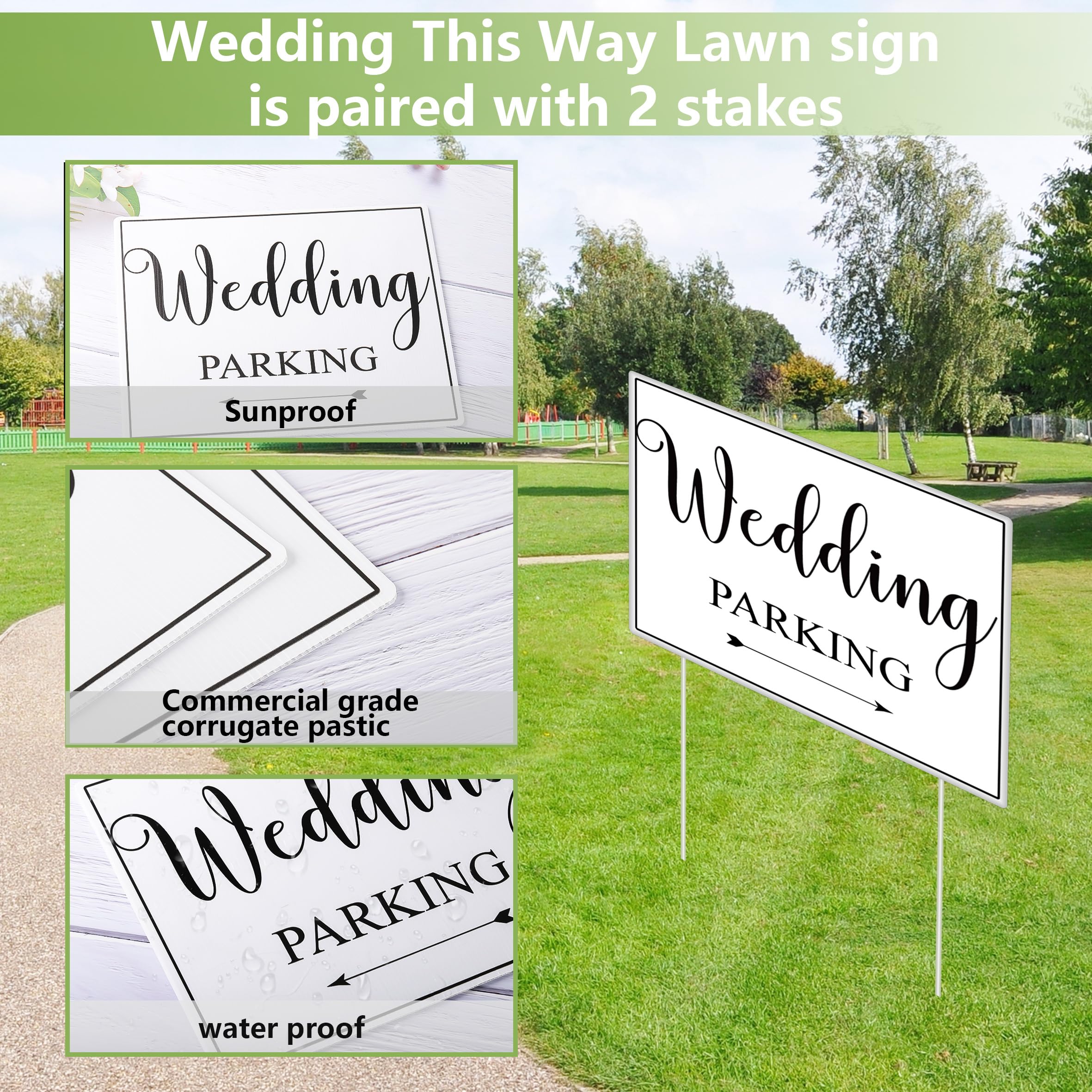 Lesnala wedding signs with stakes for quick indoor or outdoor setup.