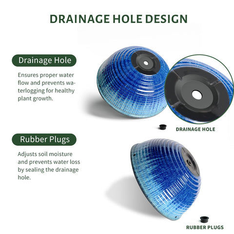 Lesoasis hanging planter with drainage hole and stopper helps tailor watering.