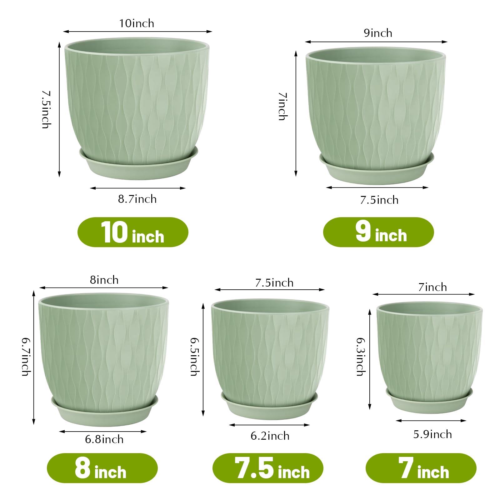 LESOASIS plant pot 9-inch ripple, perfect for herb windowsills.