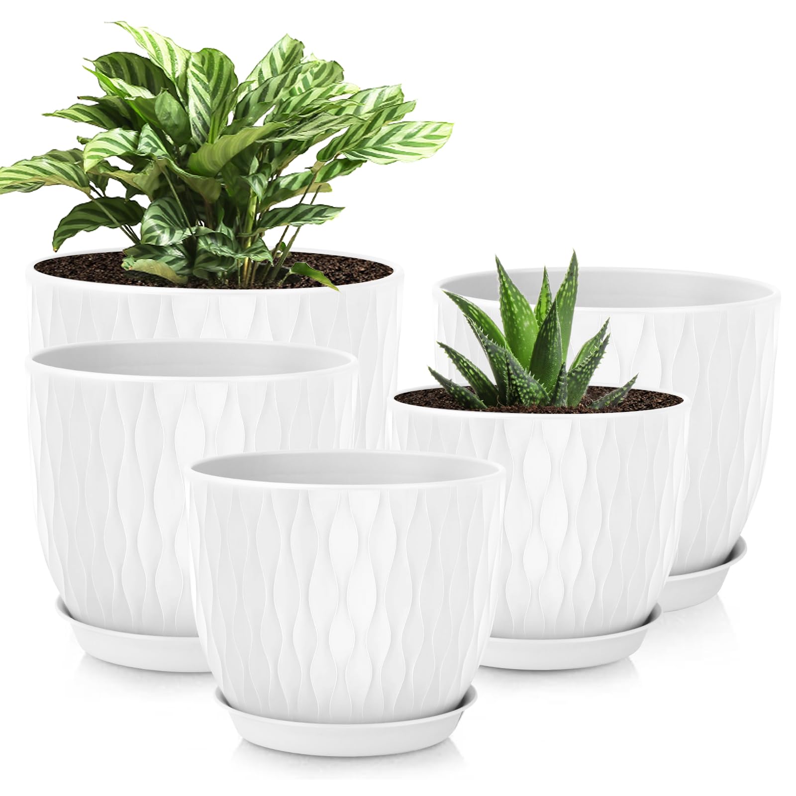 LESOASIS 10-inch plastic plant pot with drainage holes for healthy indoor plants