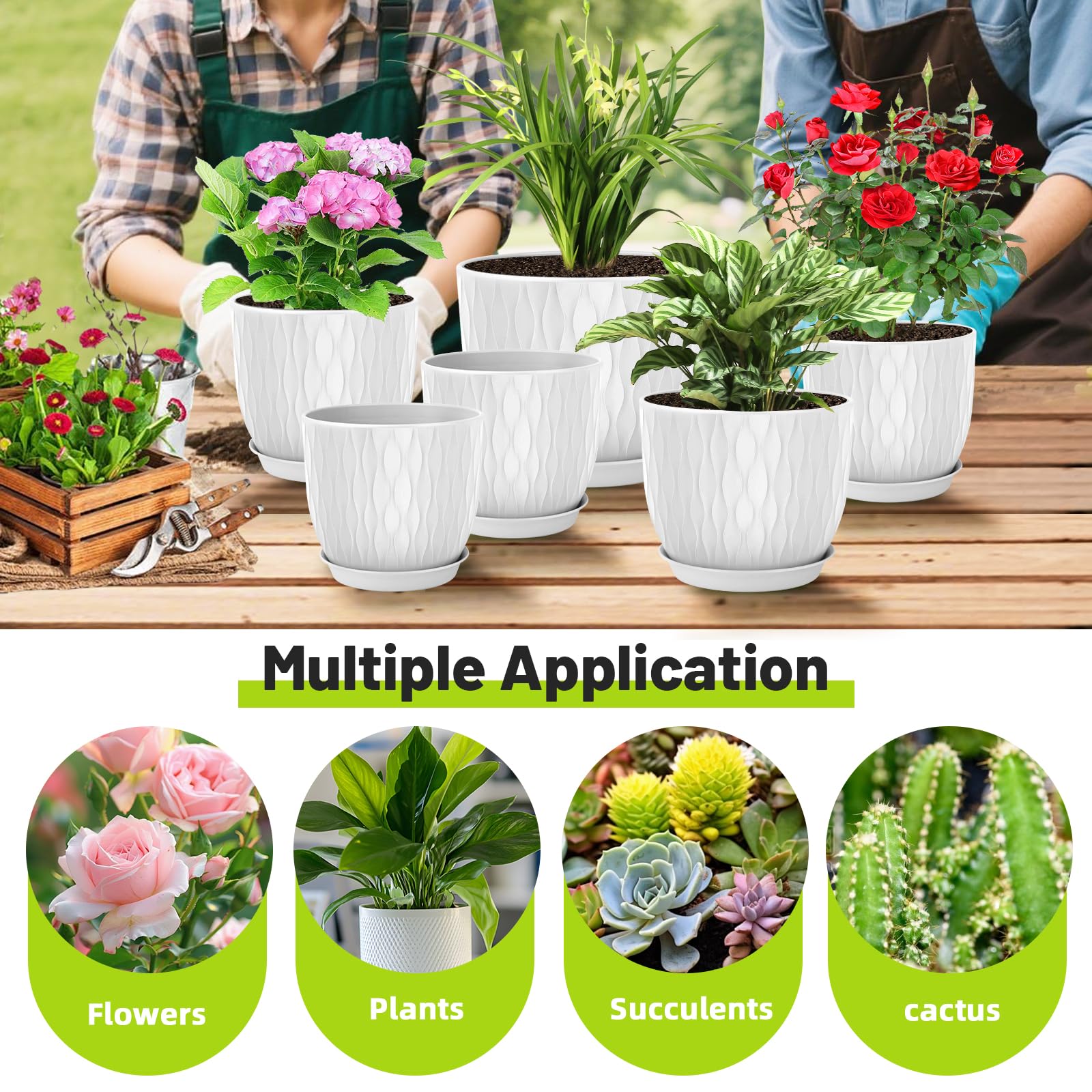 LESOASIS 7-inch pot with matching saucer to keep surfaces clean