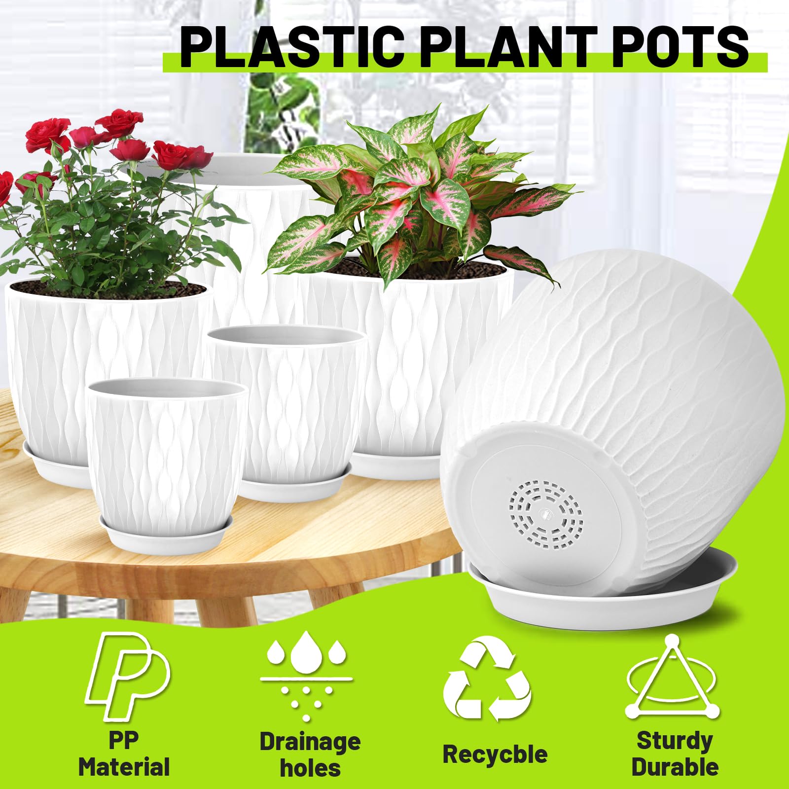 LESOASIS 8-inch pot featuring ripple texture for modern decor