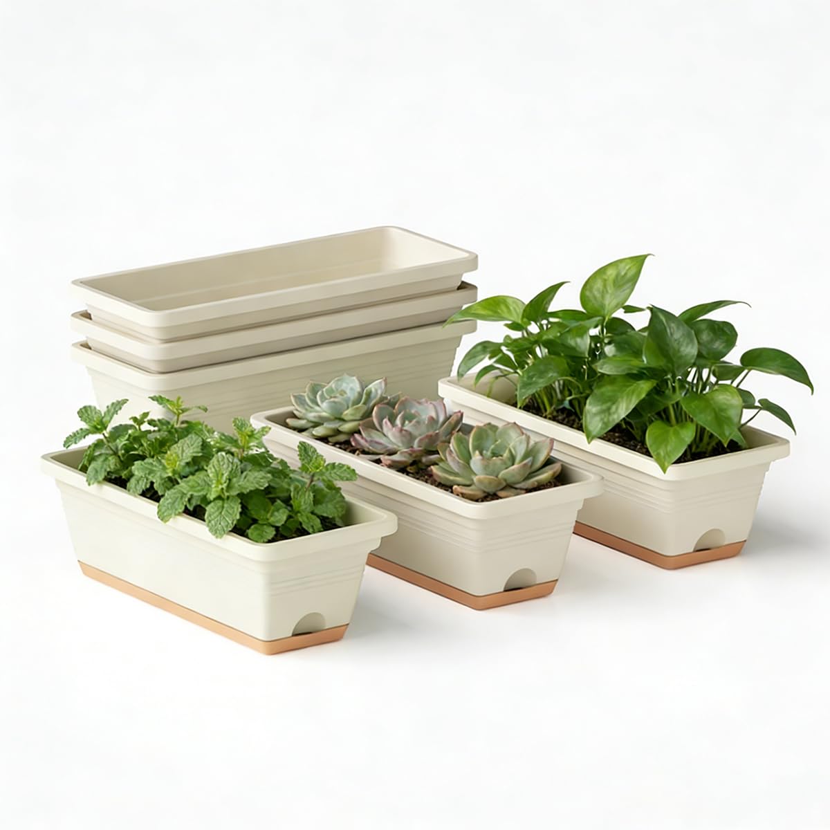 LESOASIS Window Box Planter 16in white for modern interiors and balconies.