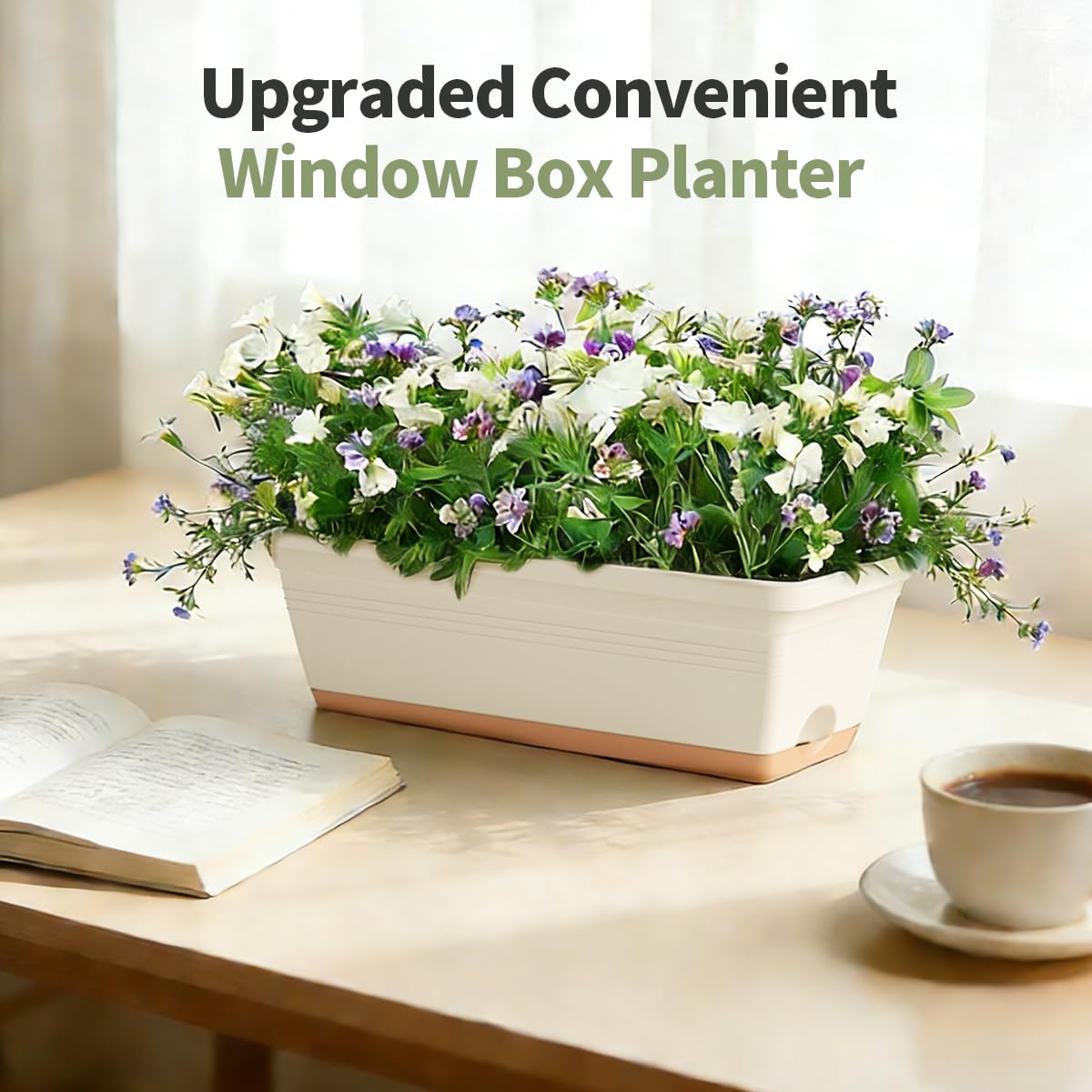 LESOASIS Window Box Planter features bottom drainage holes for healthy, well-aerated soil.