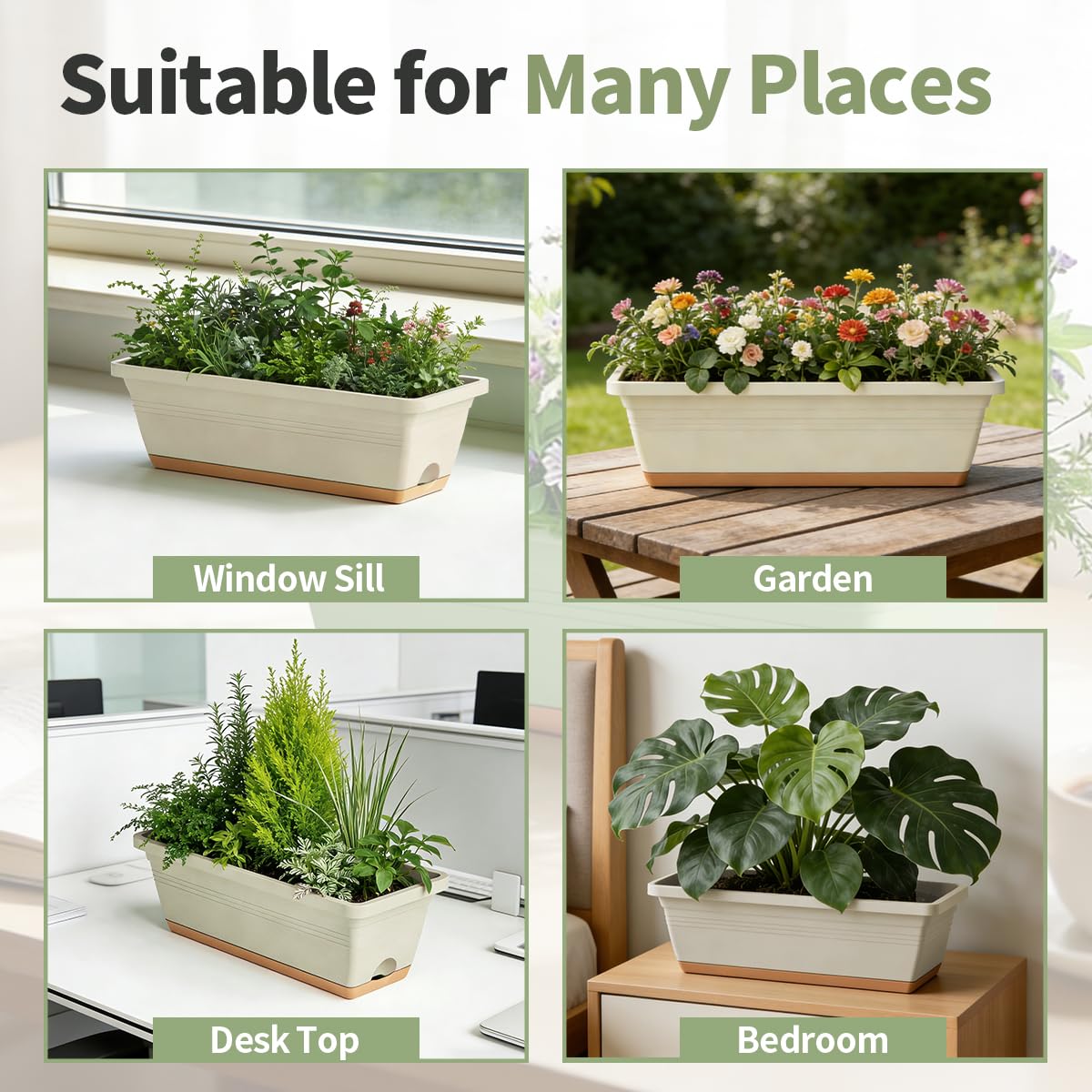 LESOASIS Window Box Planter suitable for indoors and outdoors to expand planting options.