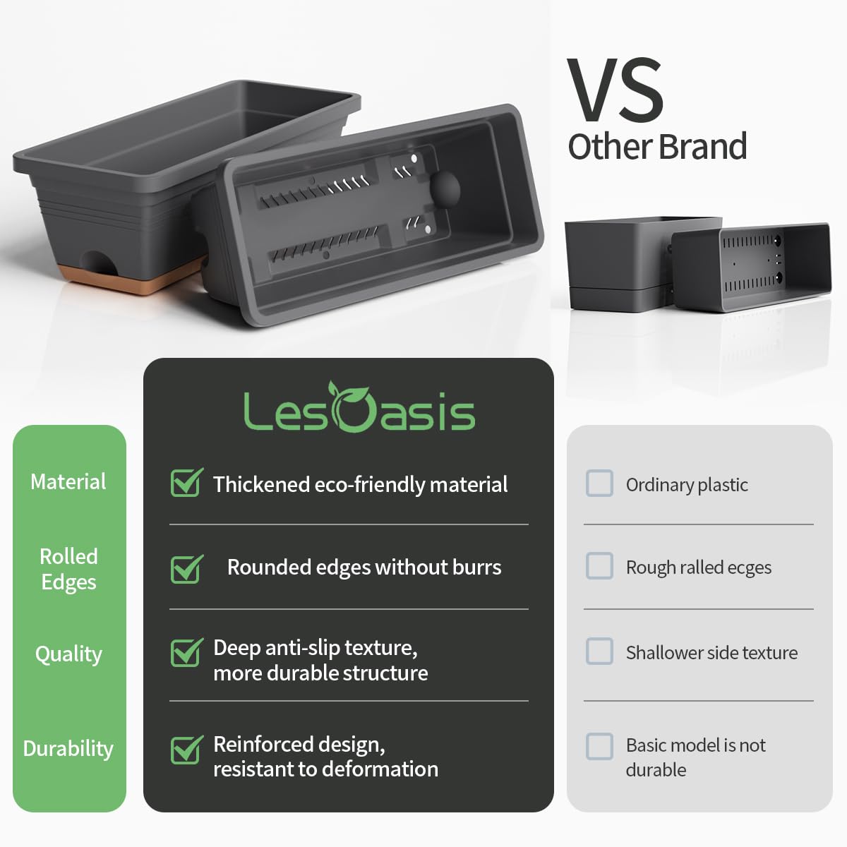LESOASIS stackable window box in grey for space-saving vertical gardening