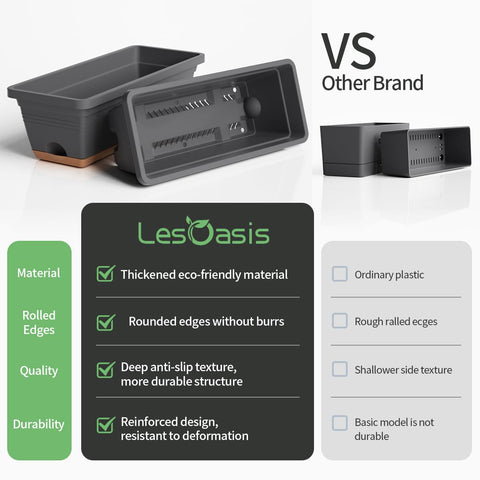 LESOASIS stackable window box in grey for space-saving vertical gardening