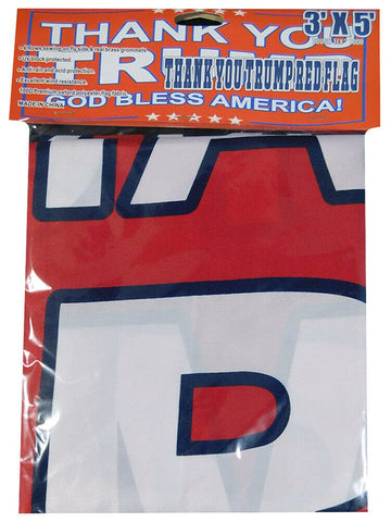 Let it Fly Thank You Trump flag UV colorfast ink resists sunlight fading.