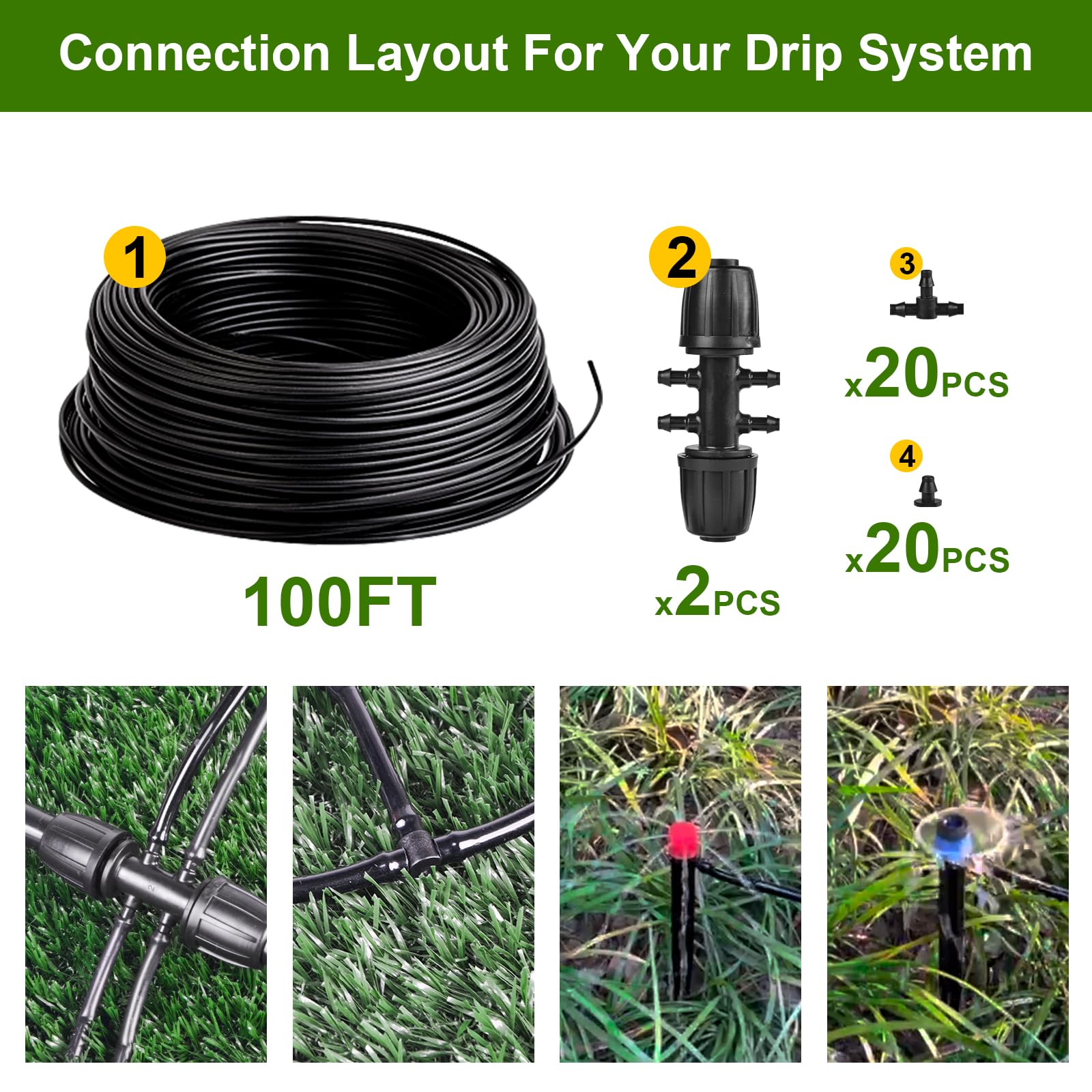 Letesult 1/4in tee splitters ensure even distribution to multiple zones.
