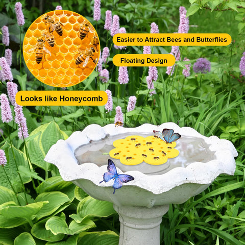 letesult bee feeder floating island yellow enhances garden visibility and use.