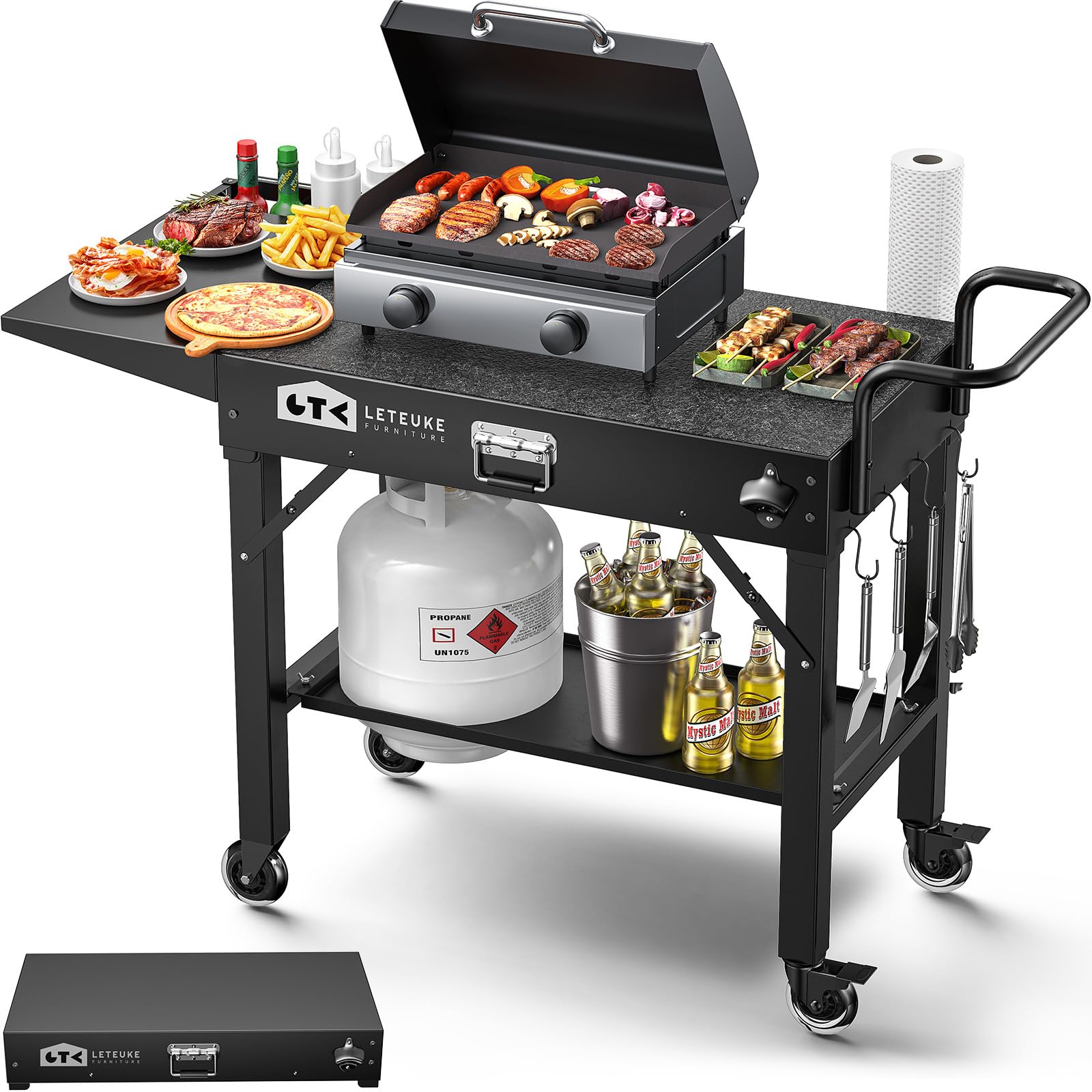 Leteuke grill cart assembly shows easy setup for outdoor cooking