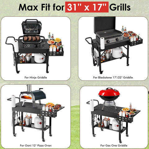 Leteuke grill cart folded for transport for portable grilling