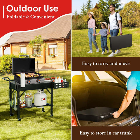 Leteuke grill cart wheels and handle enable smooth movement