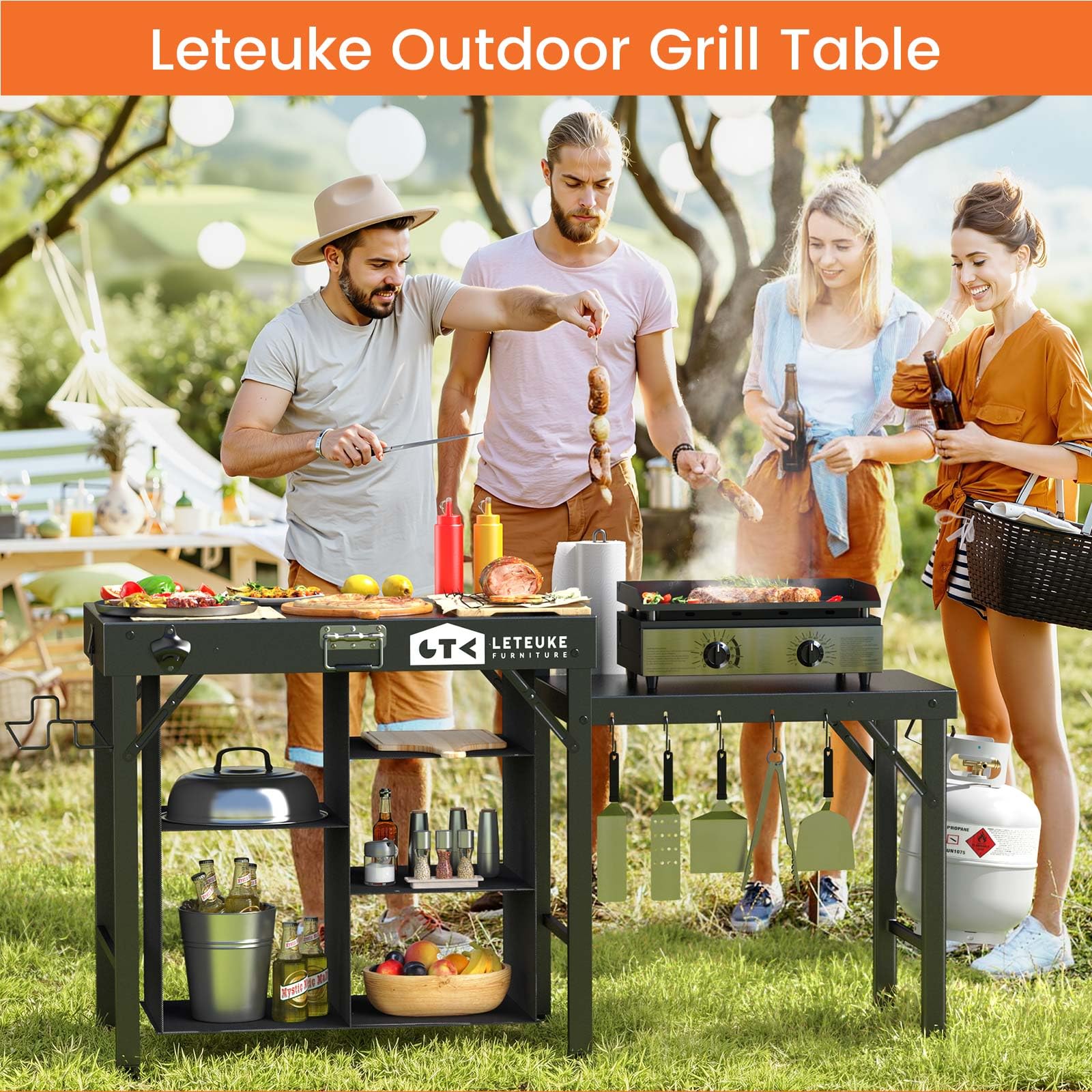 Leteuke grill table outdoor dining setup for patio meals.