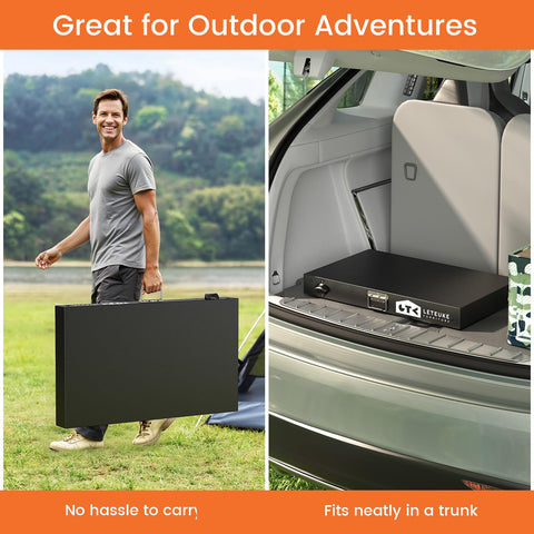 Leteuke grill table storage shelves keep tools within reach.